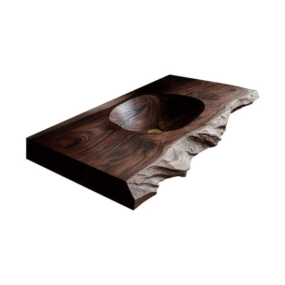 Elowen Live-Edge Wood Floating Bathroom Vanity with Integrated Sink Kitchnce
