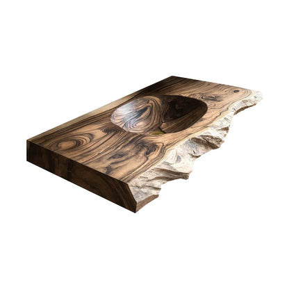 Elowen Live-Edge Wood Floating Bathroom Vanity with Integrated Sink Kitchnce
