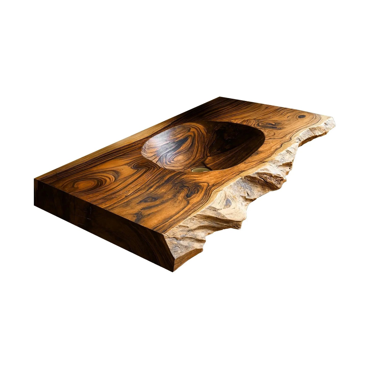 Elowen Live-Edge Wood Floating Bathroom Vanity with Integrated Sink Kitchnce