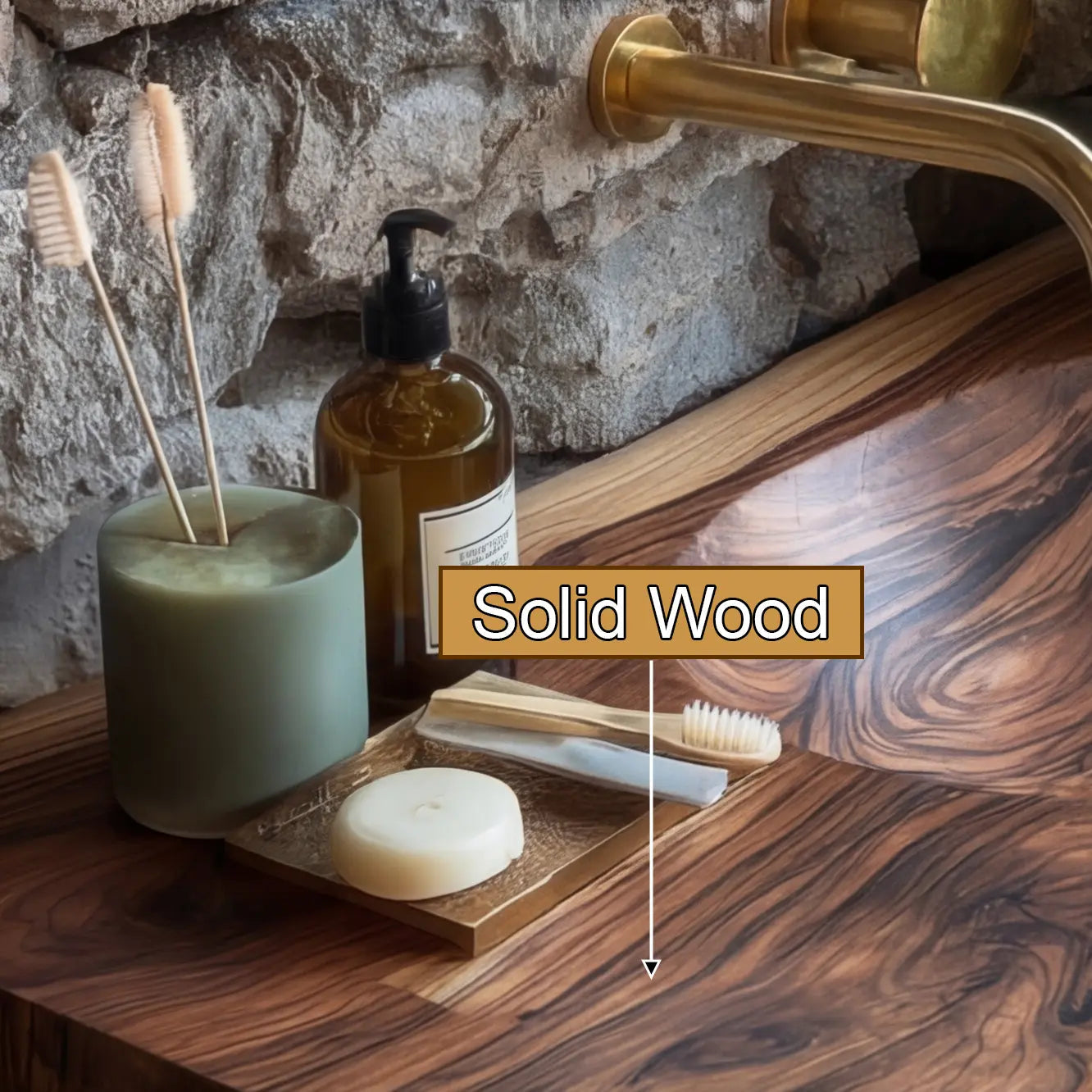 Elowen Live-Edge Wood Floating Bathroom Vanity with Integrated Sink Kitchnce