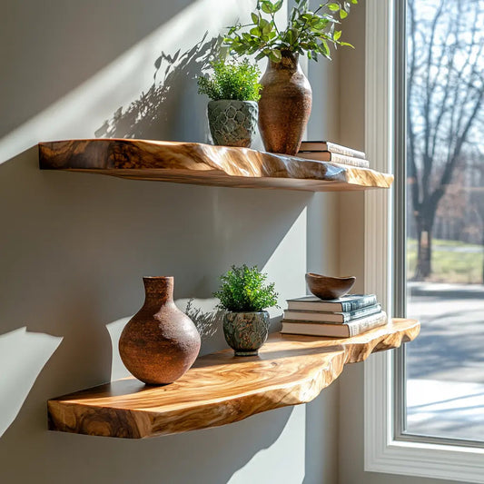 Elvaron Live Edge Solid Wood Floating Shelf SPA845621 Kitchnce