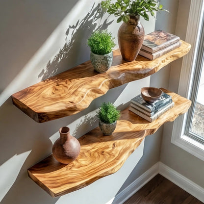 Elvaron Live Edge Solid Wood Floating Shelf SPA845621 Kitchnce