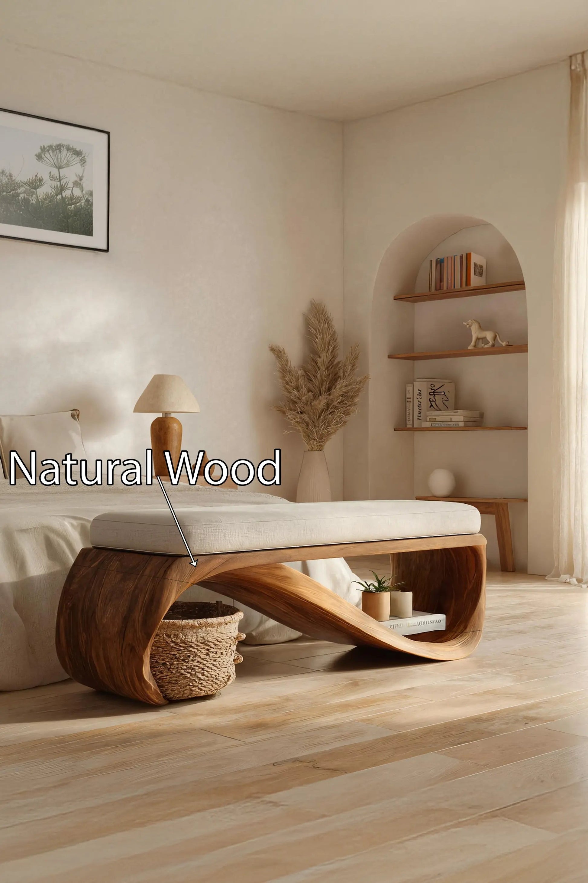 Mid Century Wooden Bench For End-of-Bed Placement Kitchnce