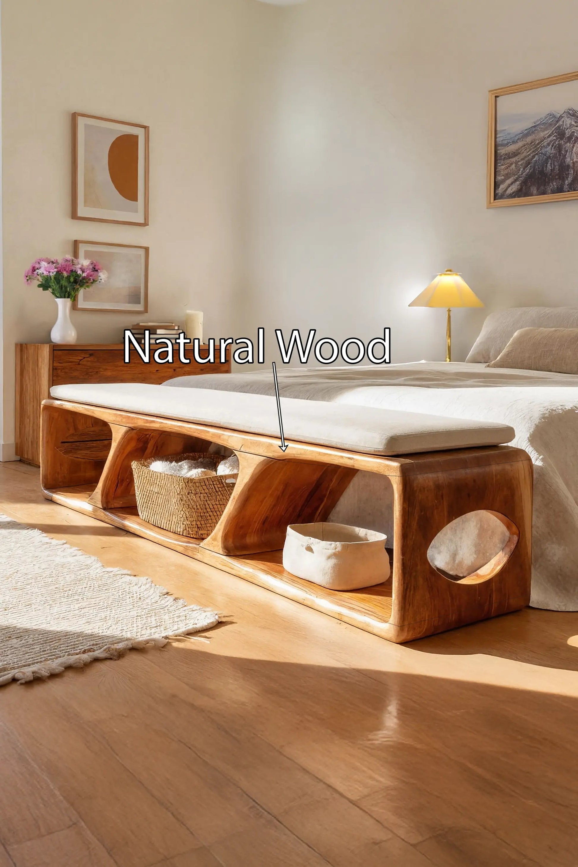 Mid Century Wood Bench For Warm Interior Spaces Kitchnce