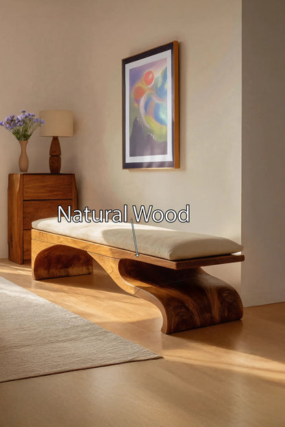 Modern Sculptural Wooden Bench For Bedroom Decor Kitchnce