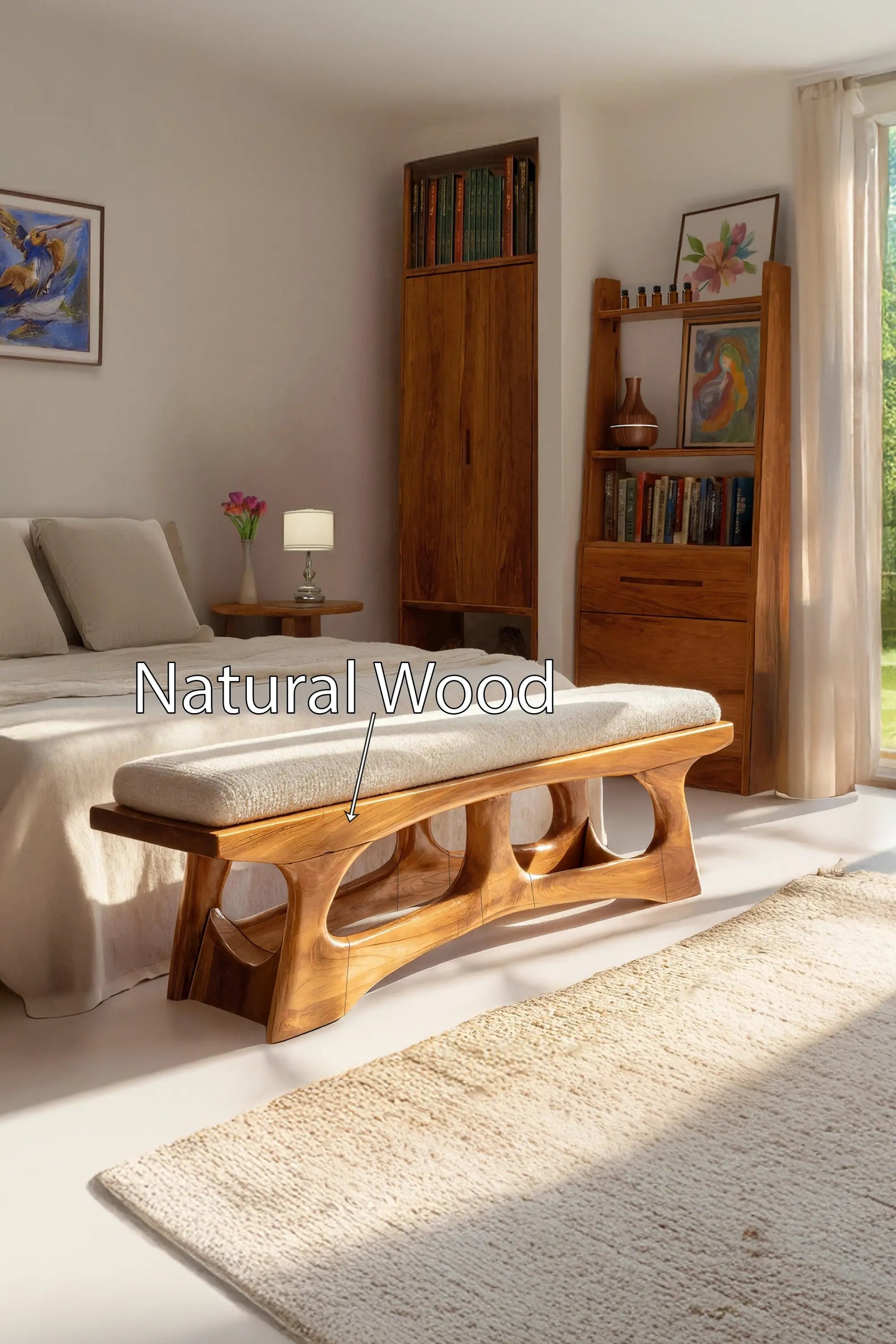 Handcrafted Curved Wood Bench For Furniture Styling Kitchnce