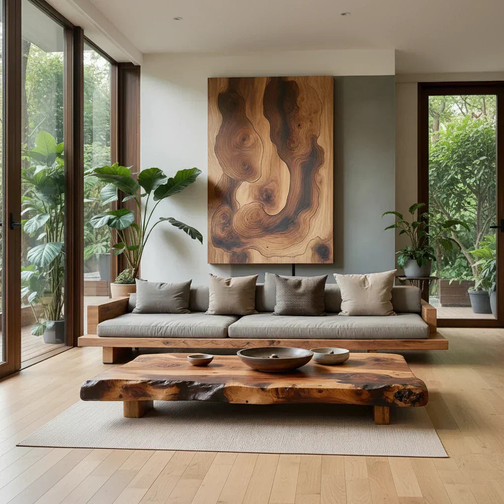 Rustic Live Edge Solid Wood Coffee Table Natural Slab Center Table