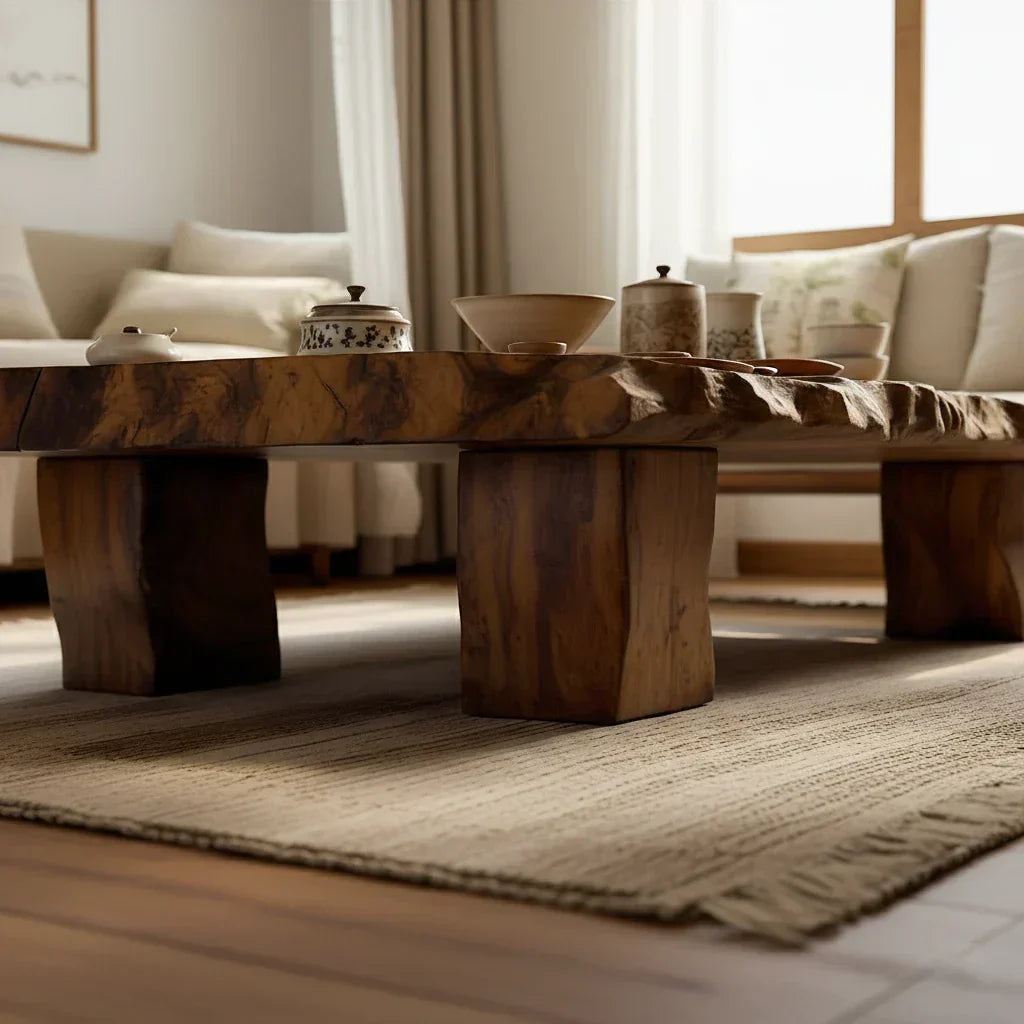 Live Edge Solid Wood Tea Table Low Floor Coffee Table