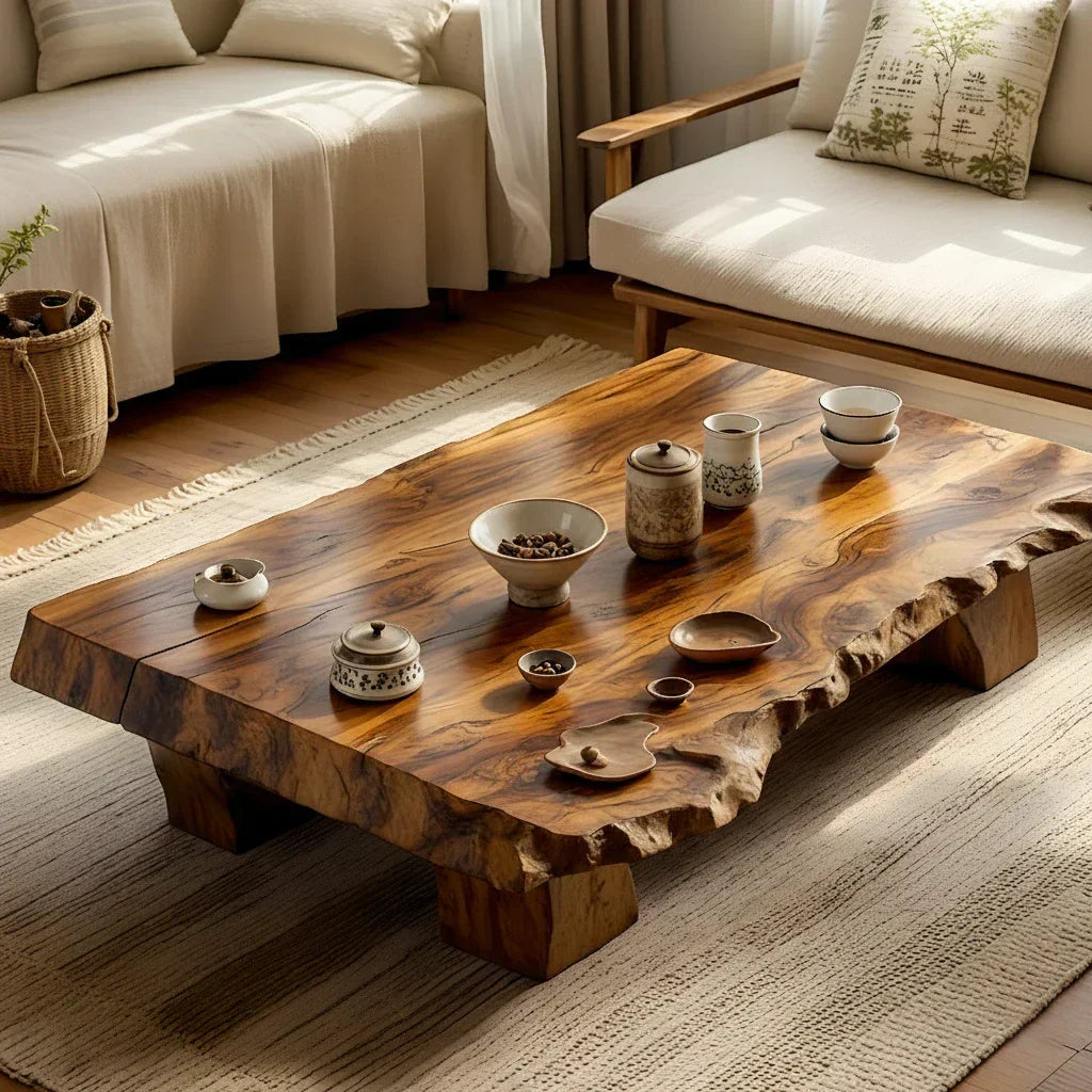 Live Edge Solid Wood Tea Table Low Floor Coffee Table