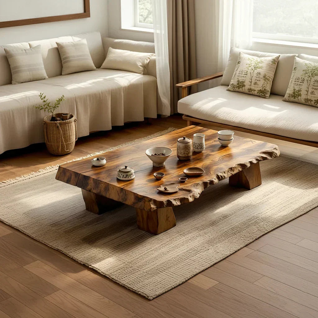 Live Edge Solid Wood Tea Table Low Floor Coffee Table