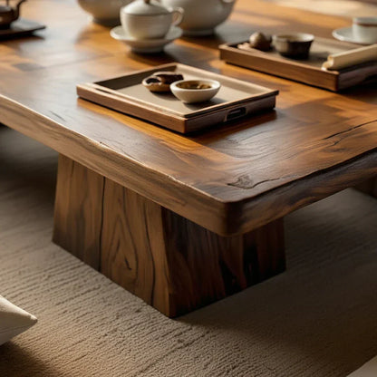 Japanese Solid Wood Low Tea Table Zen Floor Coffee Table