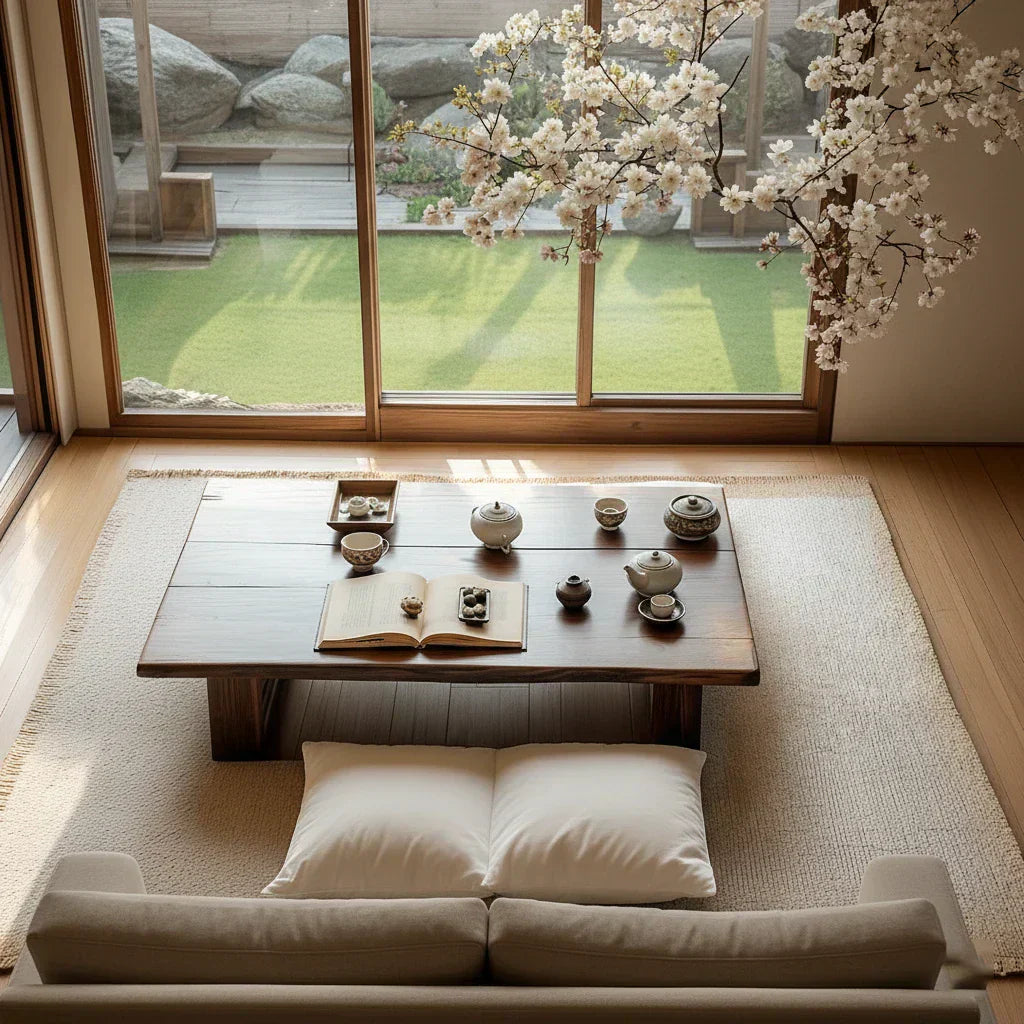 Solid Wood Japanese Low Tea Table Minimalist Floor Coffee Table