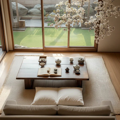 Solid Wood Japanese Low Tea Table Minimalist Floor Coffee Table