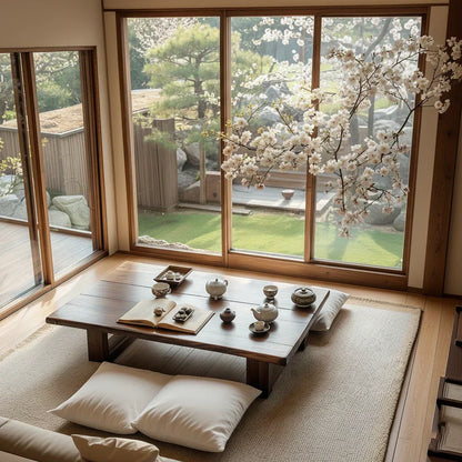 Solid Wood Japanese Low Tea Table Minimalist Floor Coffee Table