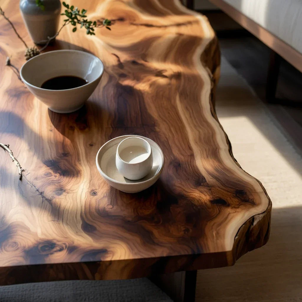 Natural Live Edge Wood Coffee Table Organic Slab Center Table