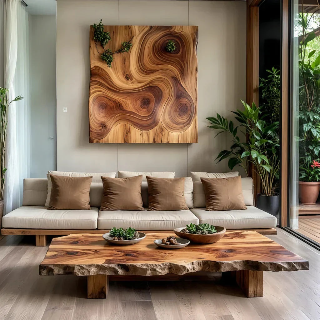 Live Edge Solid Wood Coffee Table Natural Slab Rustic Center Table