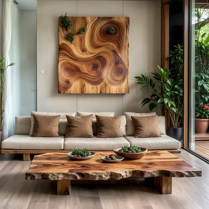 Live Edge Solid Wood Coffee Table Natural Slab Rustic Center Table