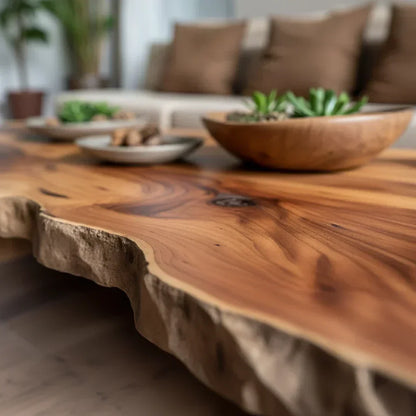 Live Edge Solid Wood Coffee Table Natural Slab Rustic Center Table