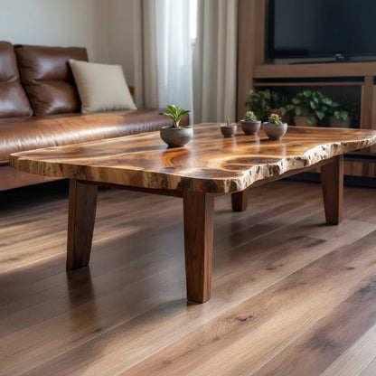 Live Edge Solid Wood Coffee Table Organic Slab Rustic Center Table