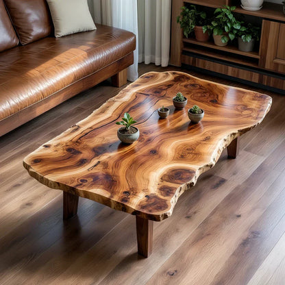 Live Edge Solid Wood Coffee Table Organic Slab Rustic Center Table
