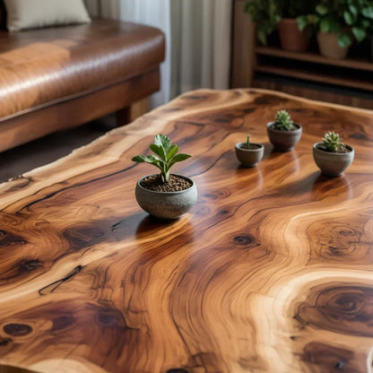 Live Edge Solid Wood Coffee Table Organic Slab Rustic Center Table