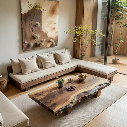 Natural Live Edge Wood Coffee Table Solid Slab Rustic Center Table