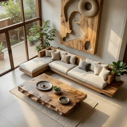 Live Edge Solid Wood Coffee Table Rustic Organic Low Center Table