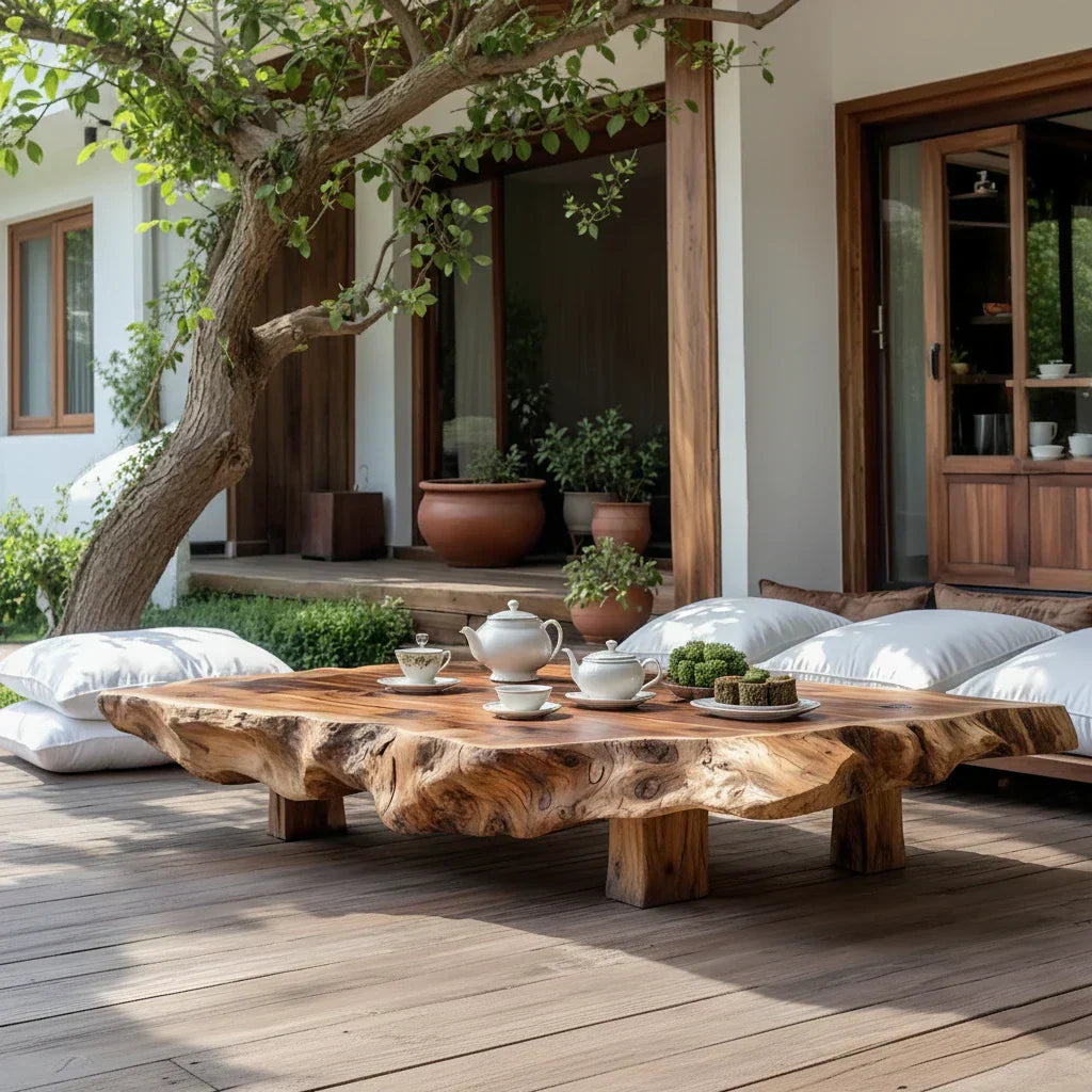Live Edge Solid Wood Tea Table for Japanese Floor Seating