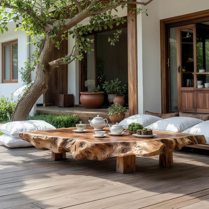 Live Edge Solid Wood Tea Table for Japanese Floor Seating