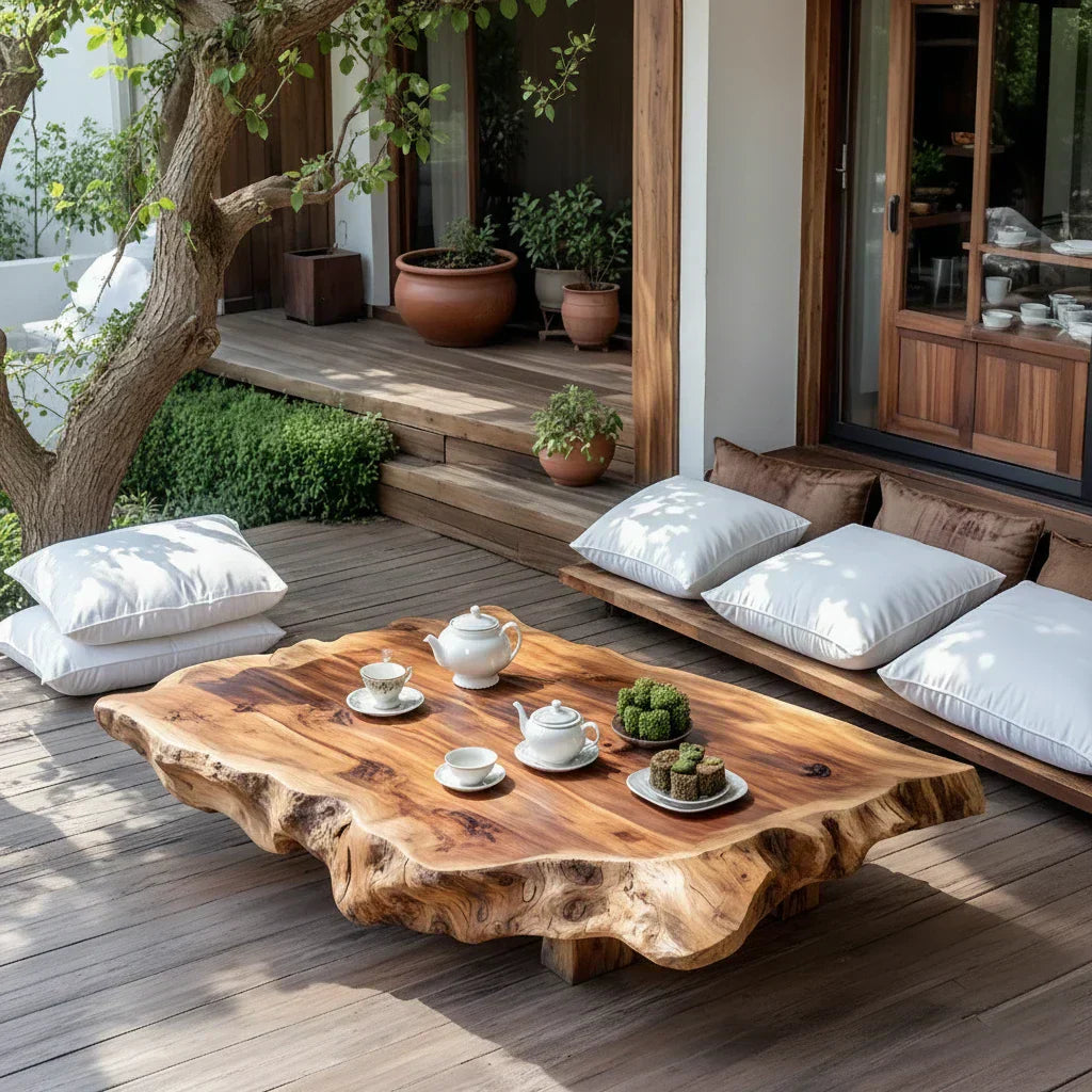 Live Edge Solid Wood Tea Table for Japanese Floor Seating