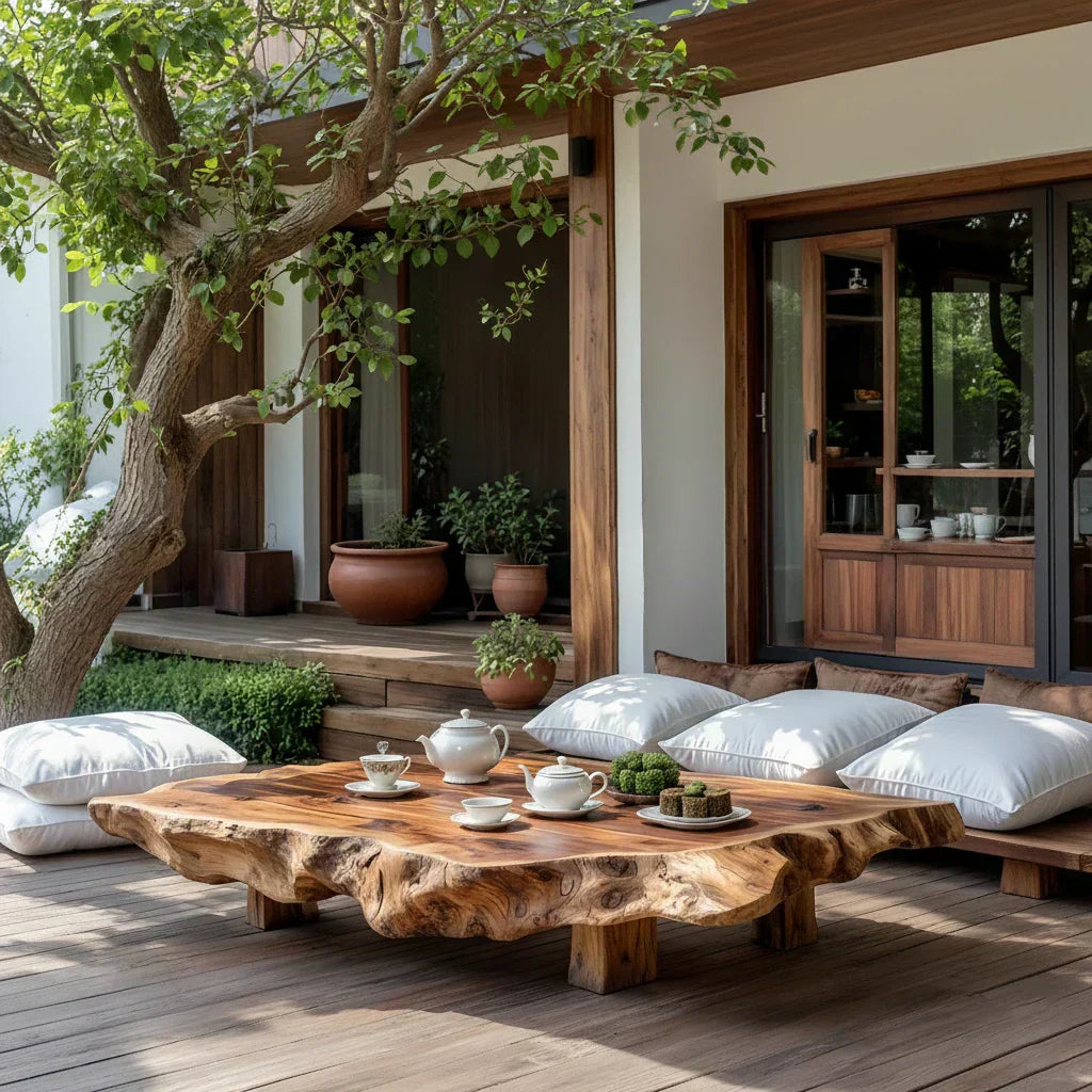 Live Edge Solid Wood Tea Table for Japanese Floor Seating
