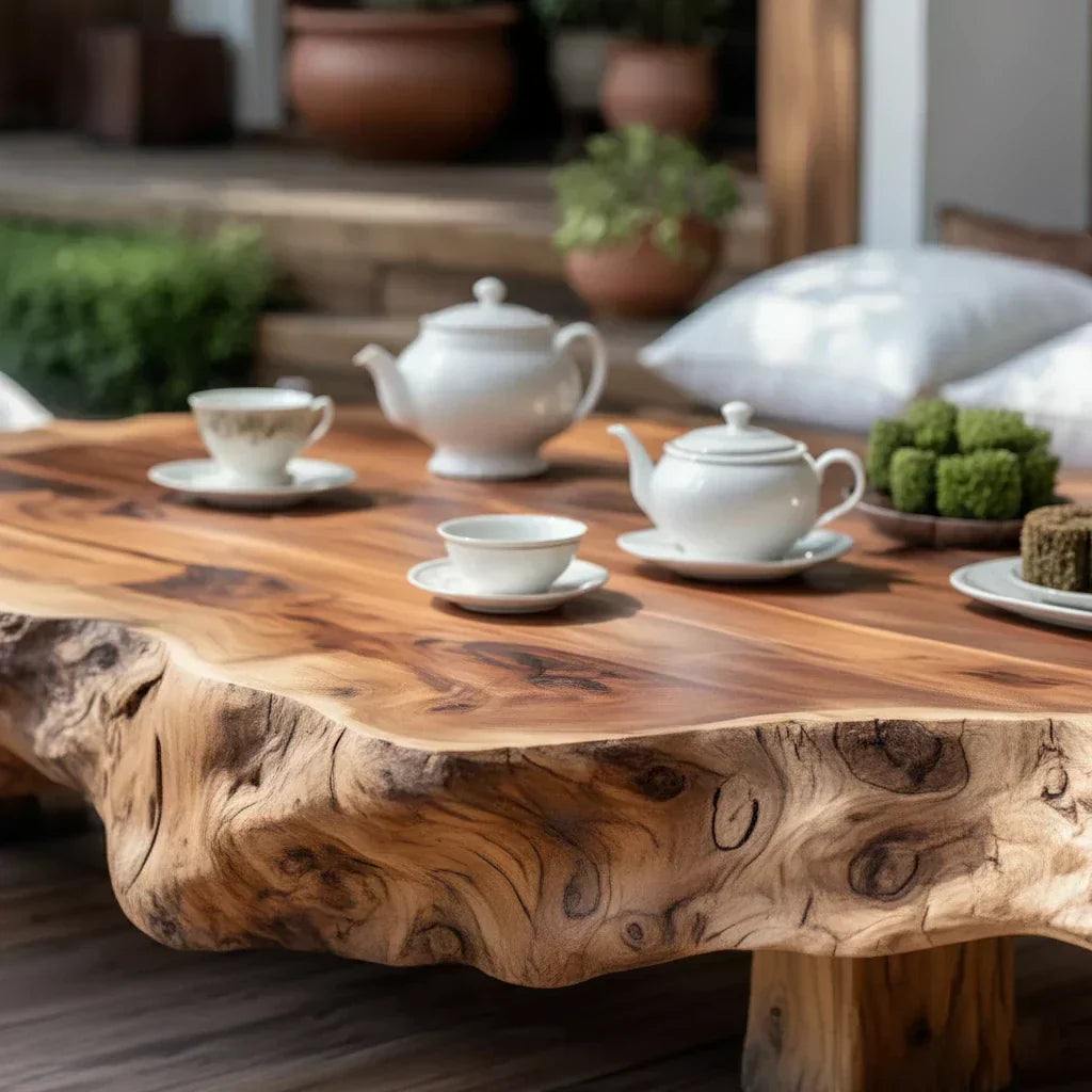 Live Edge Solid Wood Tea Table for Japanese Floor Seating
