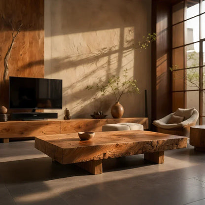 Live Edge Solid Wood Coffee Table for Modern Rustic Living Room