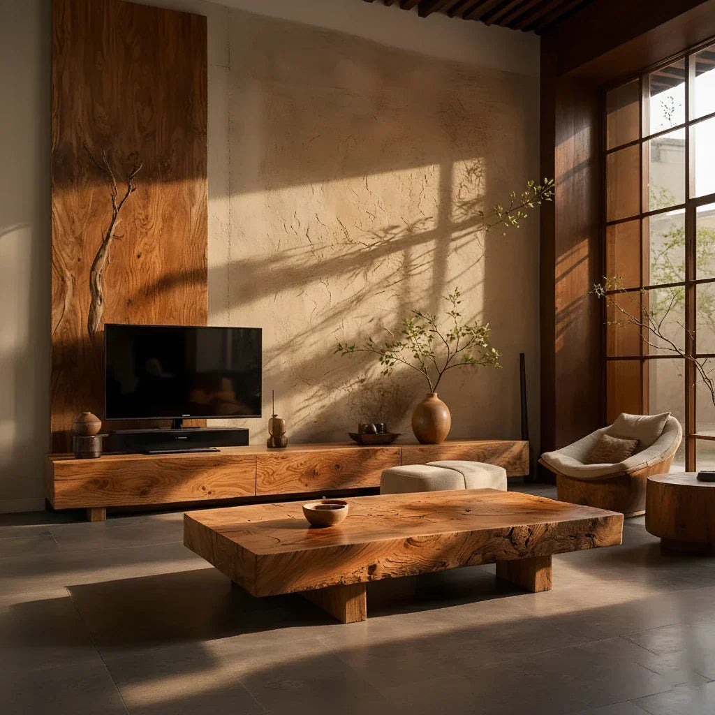 Live Edge Solid Wood Coffee Table for Modern Rustic Living Room