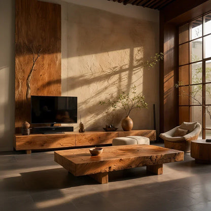 Live Edge Solid Wood Coffee Table for Modern Rustic Living Room