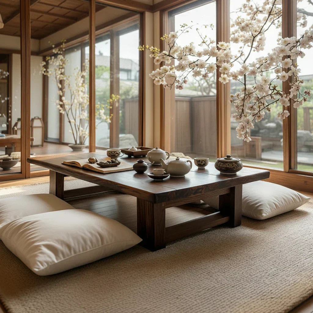 Solid Wood Japanese Low Tea Table Minimalist Floor Coffee Table