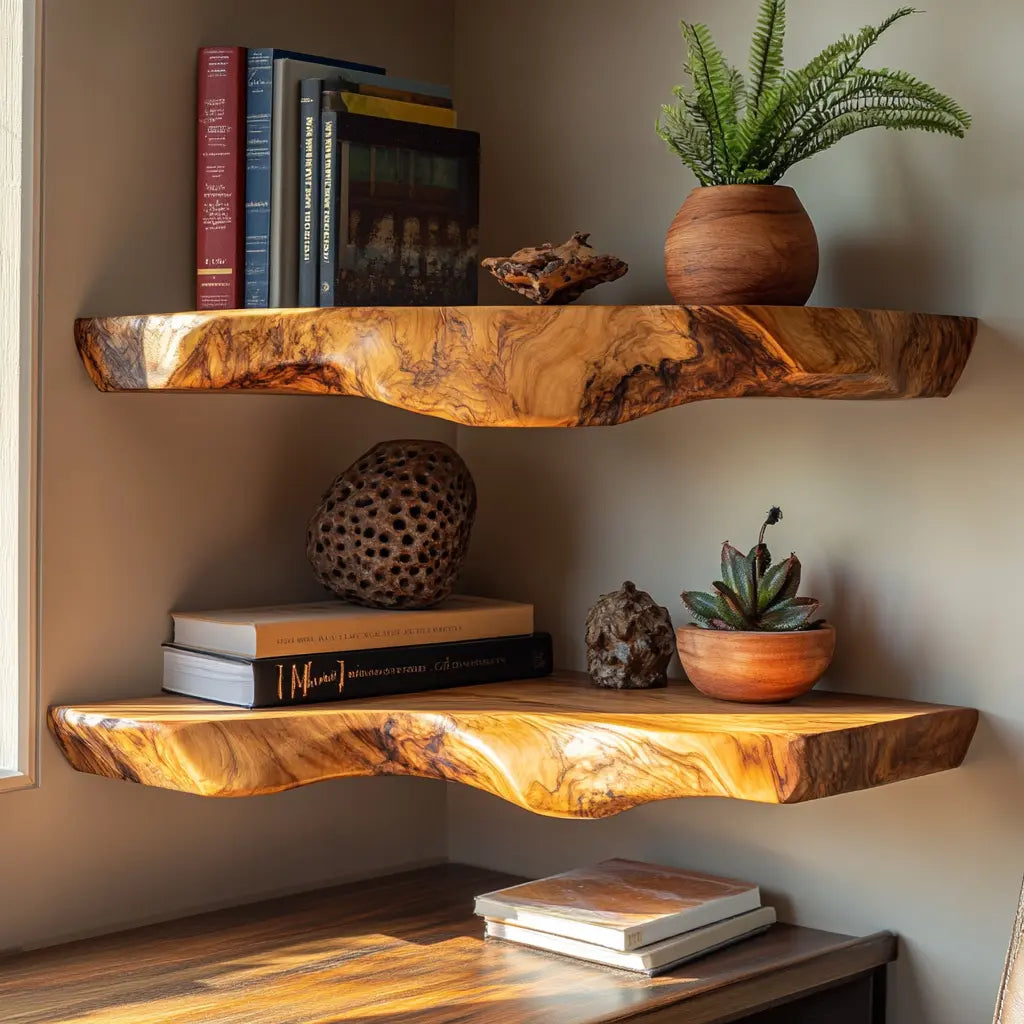 Halvren Live Edge Solid Wood Floating Shelf SPA520520 Kitchnce