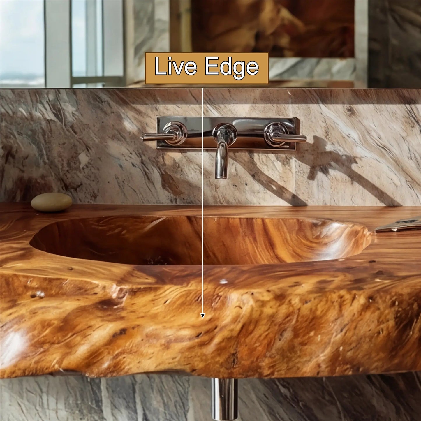 Kaelvyn Live Edge Solid Wood Floating Bathroom Vanity with Integrated Sink SPA254428 Kitchnce