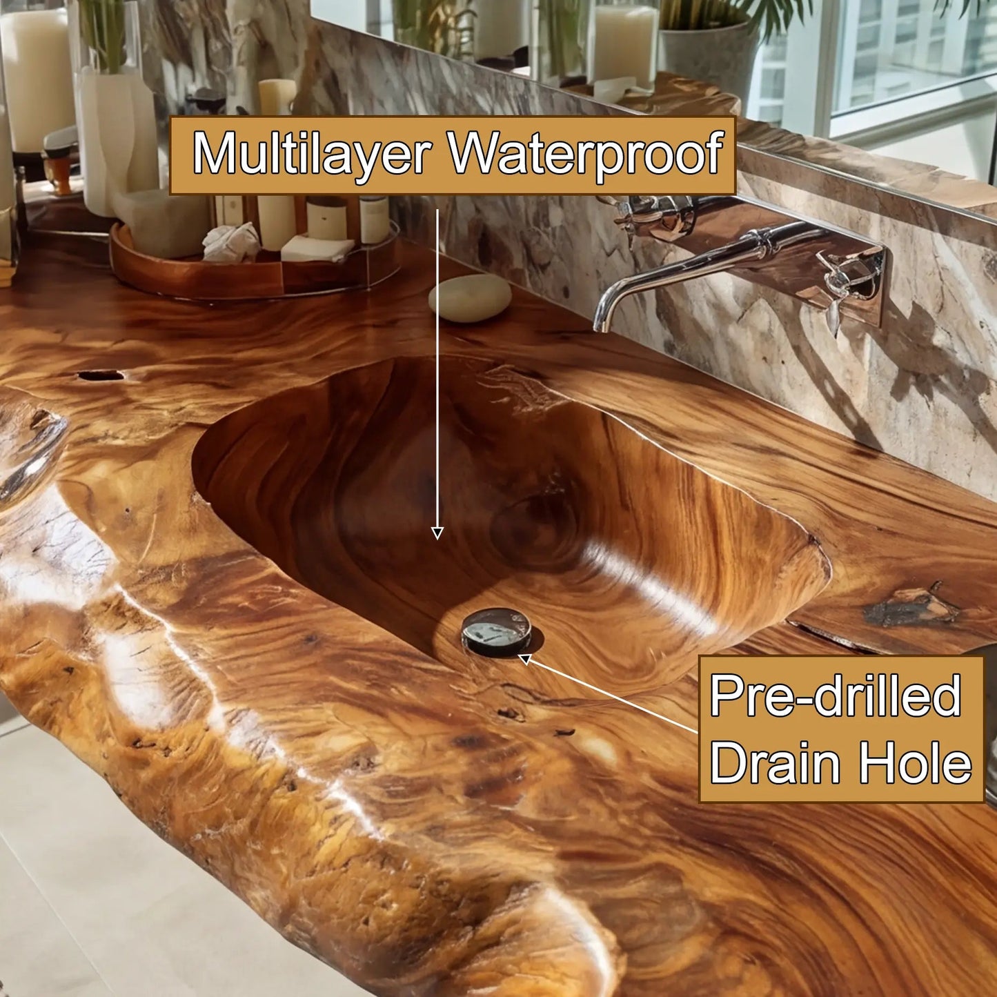 Kaelvyn Live Edge Solid Wood Floating Bathroom Vanity with Integrated Sink SPA254428 Kitchnce