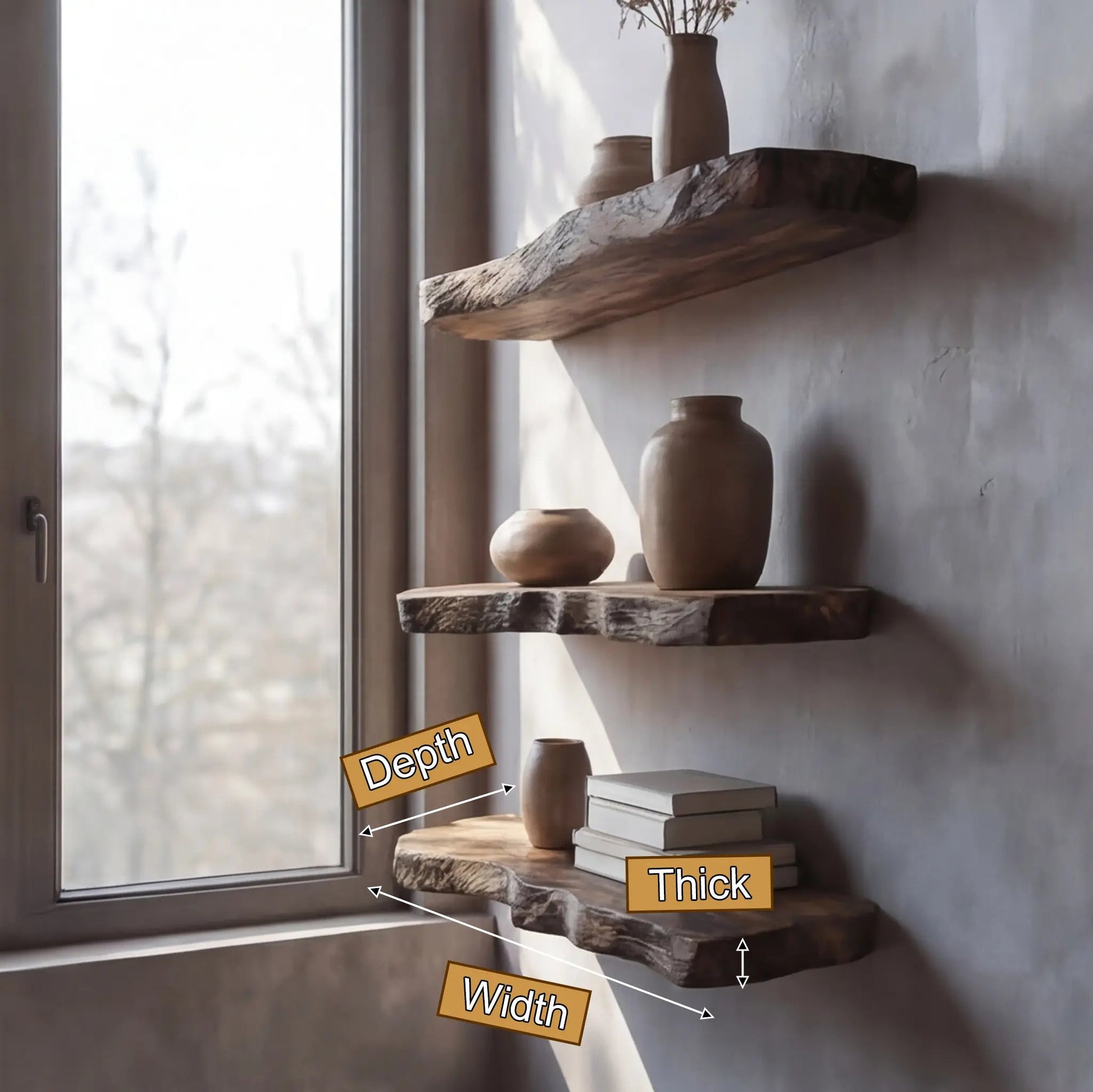 Kaldren Live Edge Solid Wood Floating Shelf SPA235332 Kitchnce