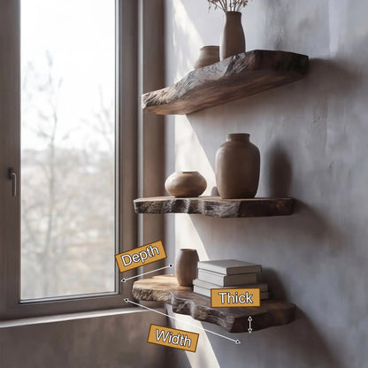Kaldren Live Edge Solid Wood Floating Shelf SPA235332 Kitchnce