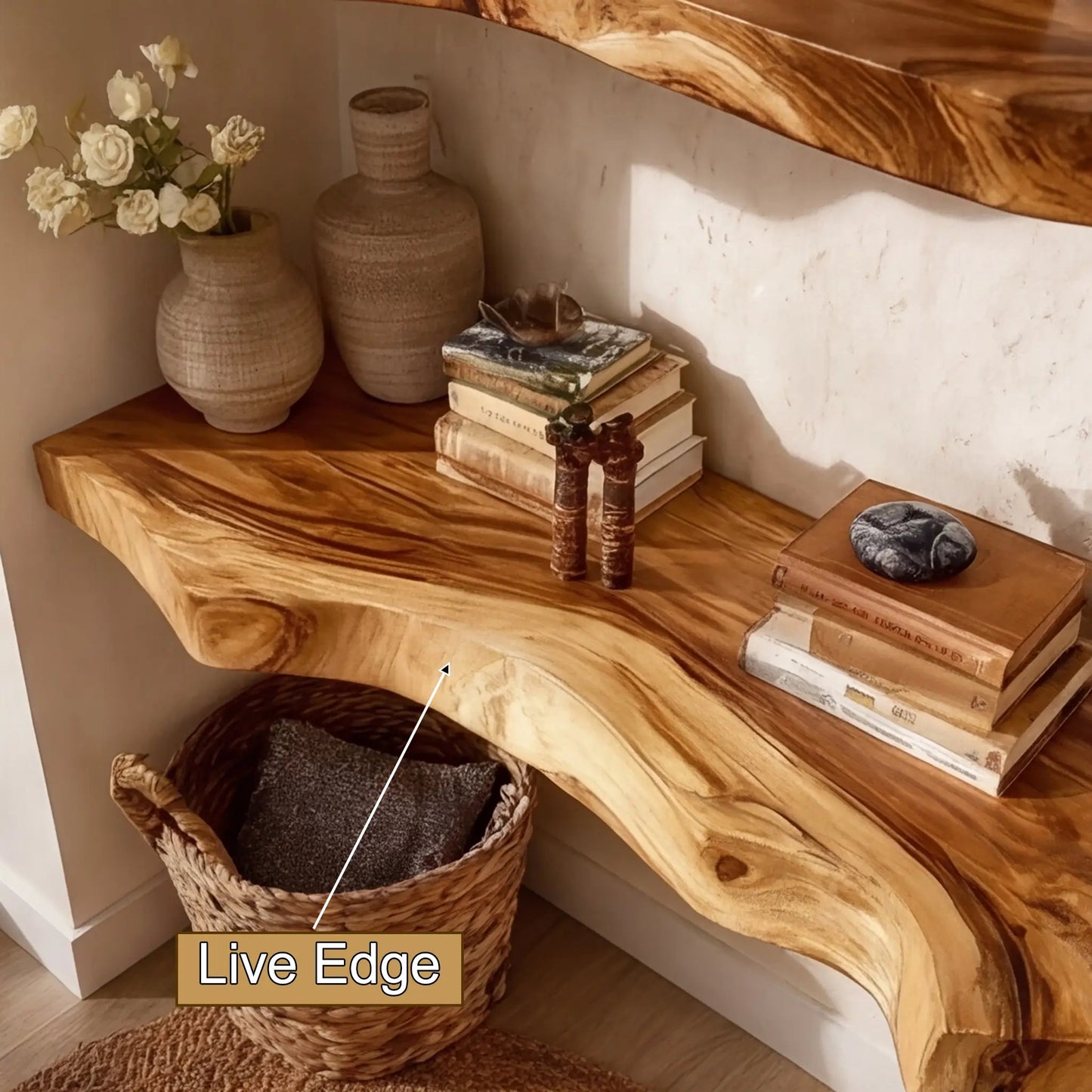 Kavion Live Edge Solid Wood Floating Shelf SPA486225 Kitchnce
