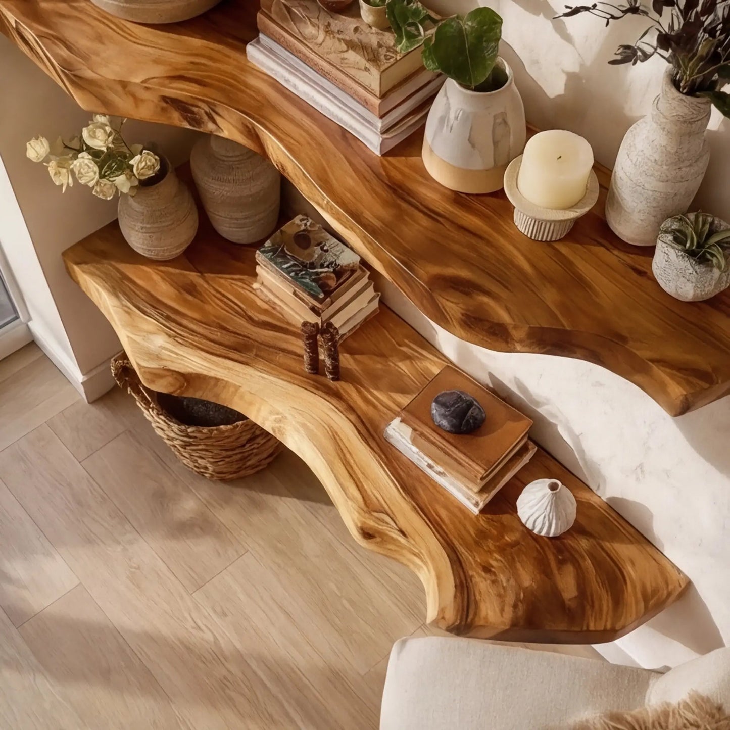 Kavion Live Edge Solid Wood Floating Shelf SPA486225 Kitchnce