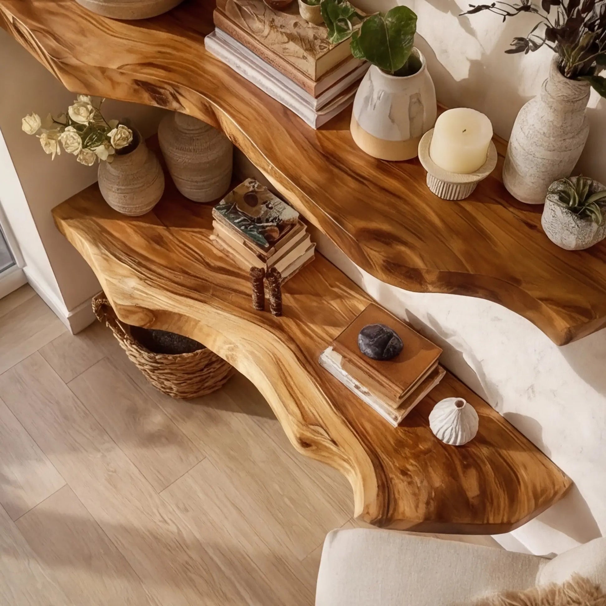 Kavion Live Edge Solid Wood Floating Shelf SPA486225 Kitchnce