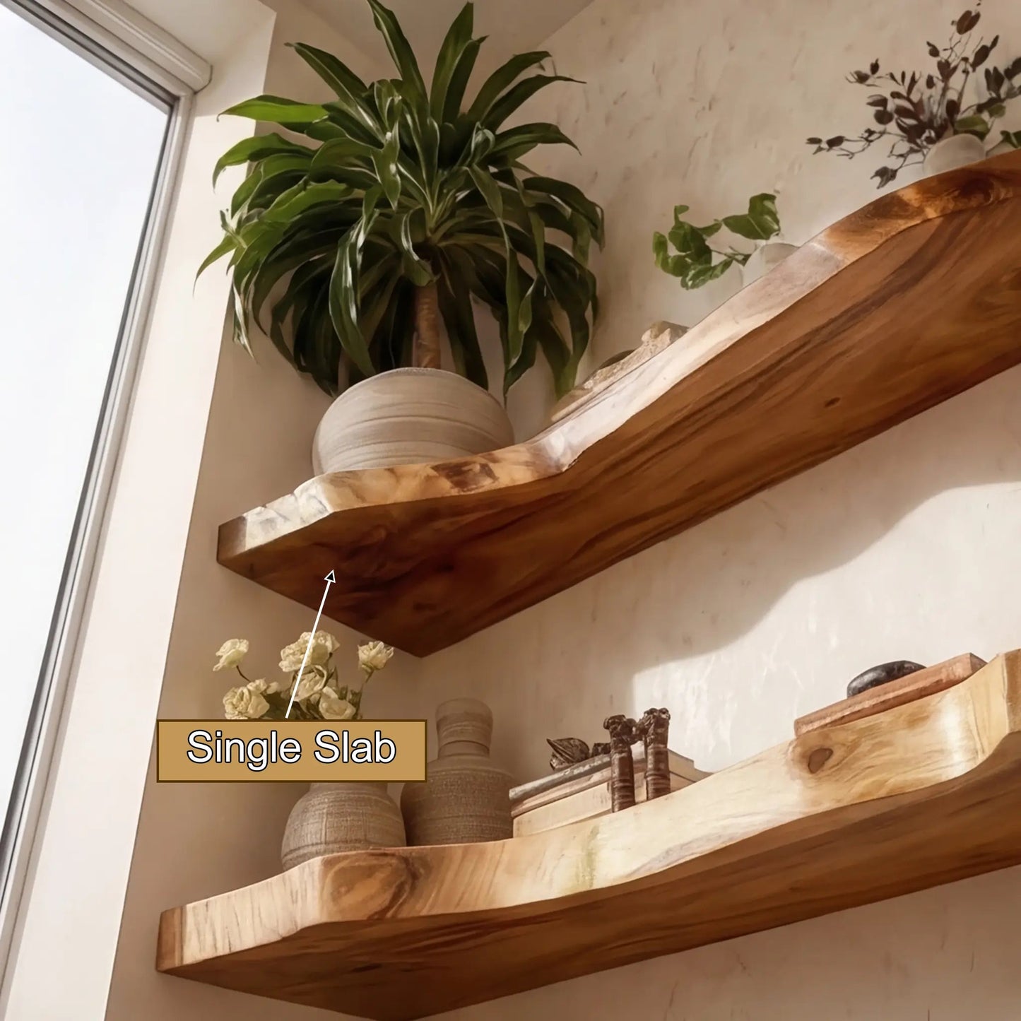 Kavion Live Edge Solid Wood Floating Shelf SPA486225 Kitchnce