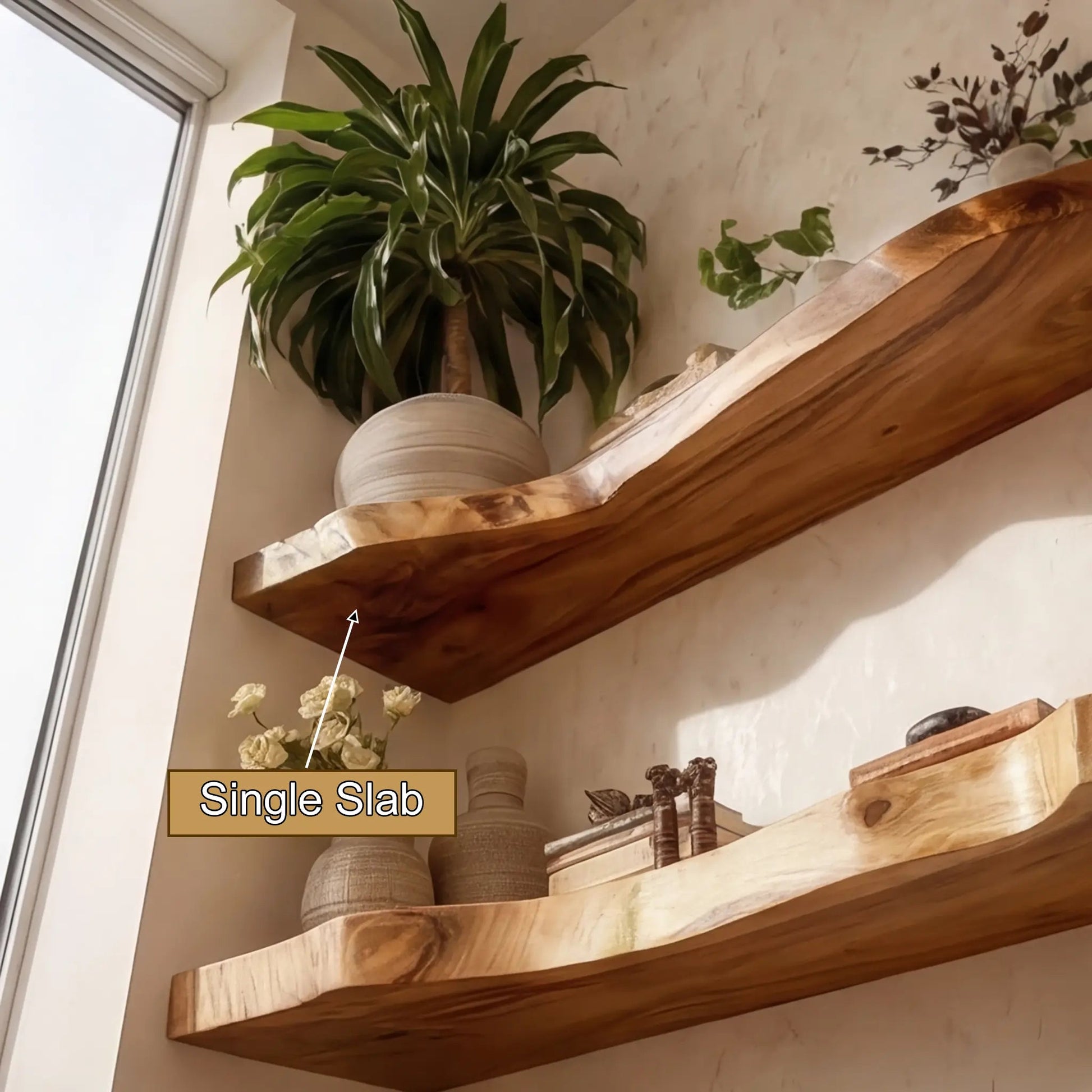 Kavion Live Edge Solid Wood Floating Shelf SPA486225 Kitchnce