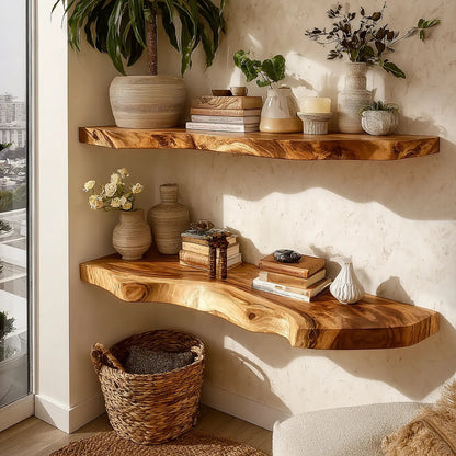 Kavion Live Edge Solid Wood Floating Shelf SPA486225 Kitchnce