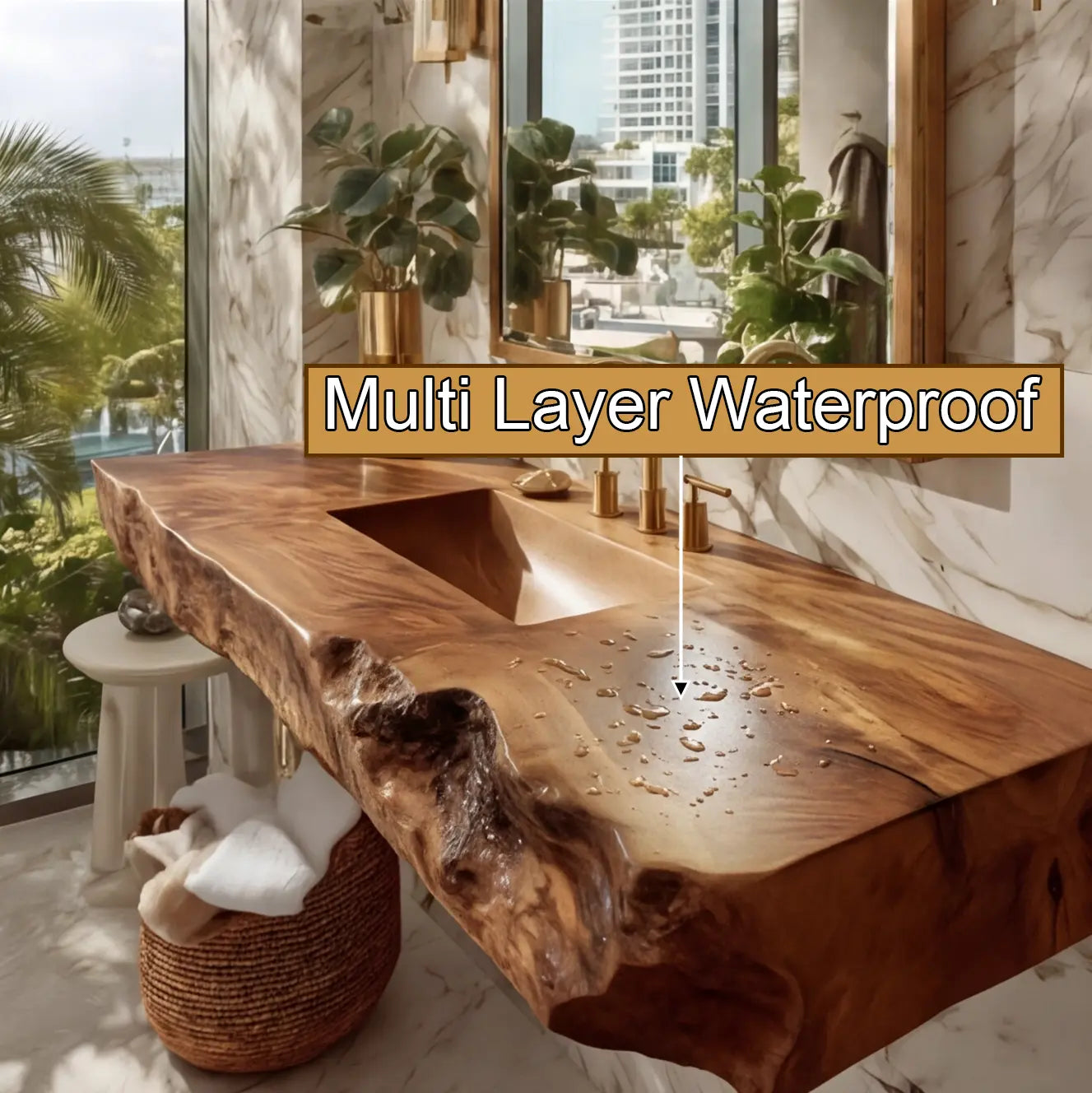 Kelvara Live Edge Solid Wood Floating Bathroom Vanity with Integrated Sink SPA439867 Kitchnce