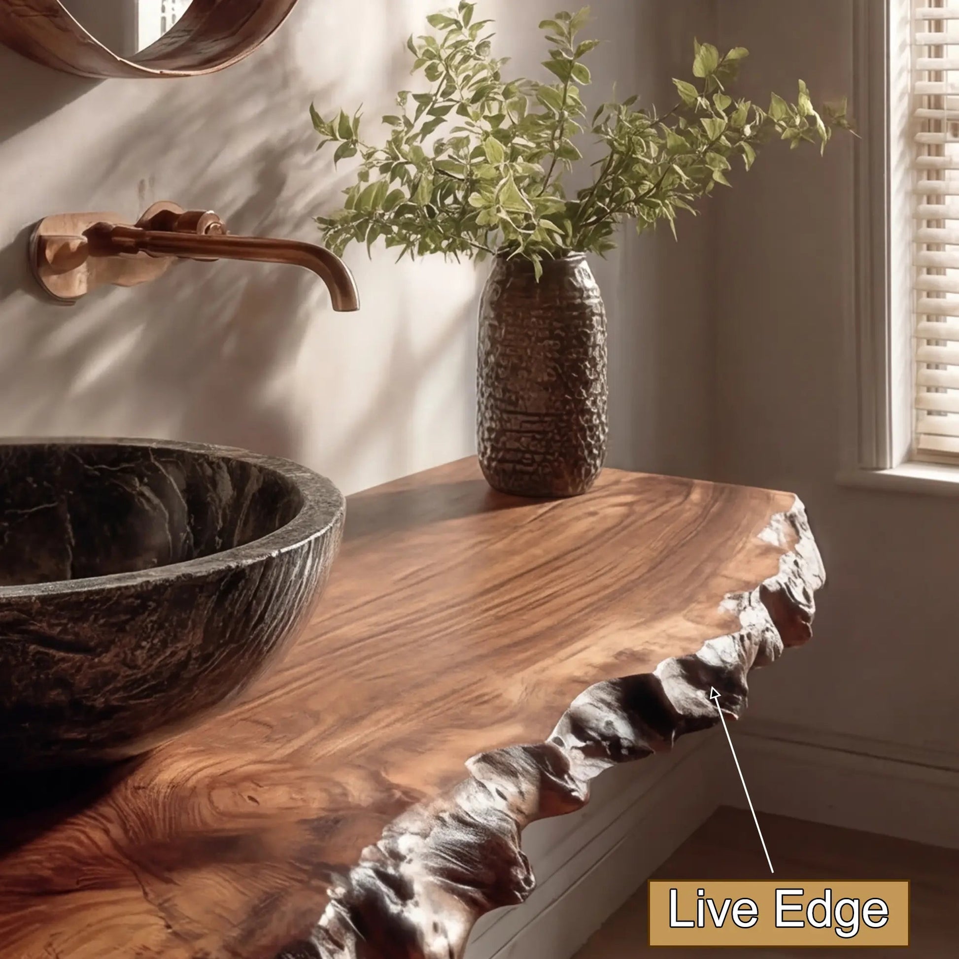 Kelvion Live Edge Solid Wood Floating Bathroom Vanity SPA514203 Kitchnce