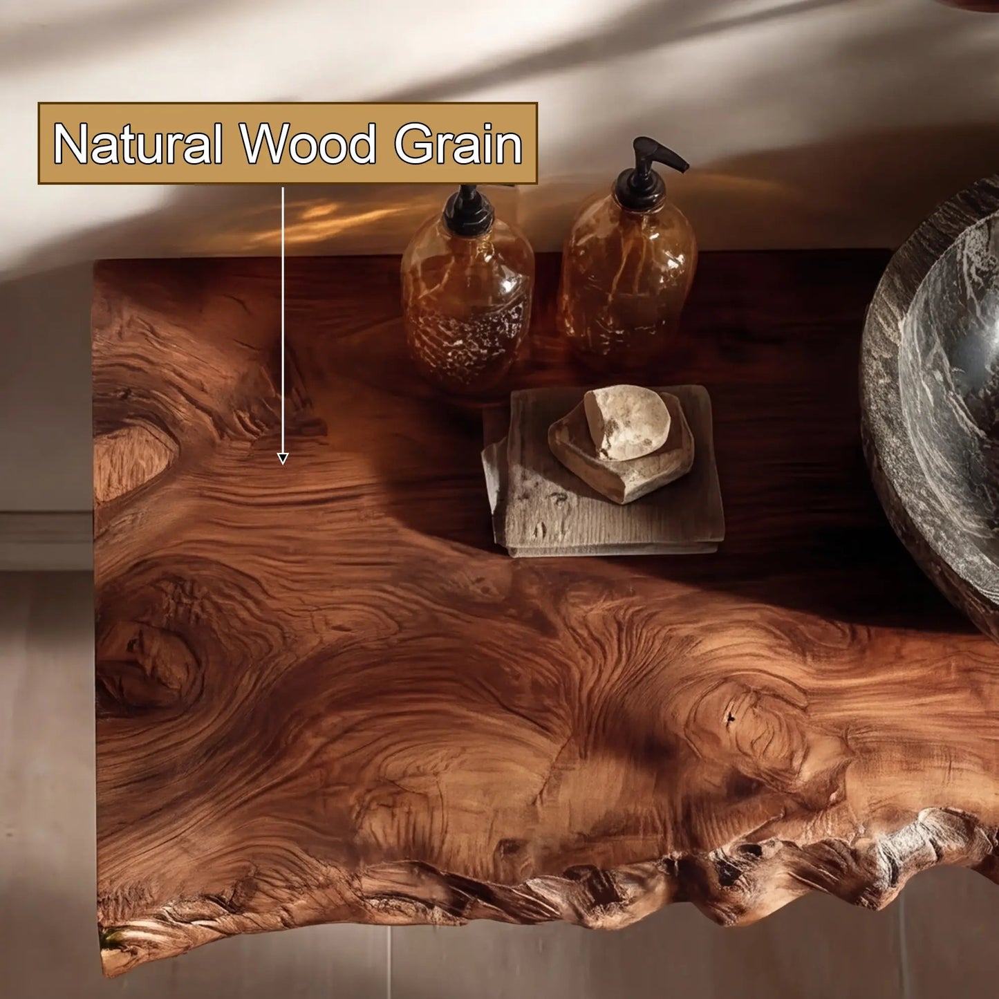 Kelvion Live Edge Solid Wood Floating Bathroom Vanity SPA514203 Kitchnce